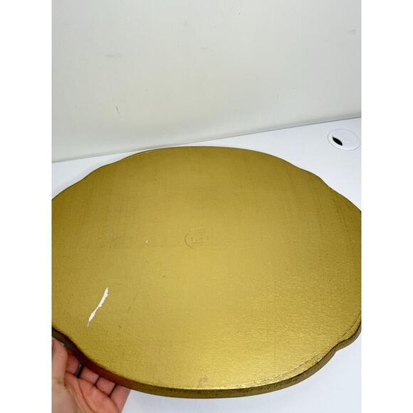 Made In Italy Gold Resin Florentine Tray With Floral Details - Picture 6 of 9